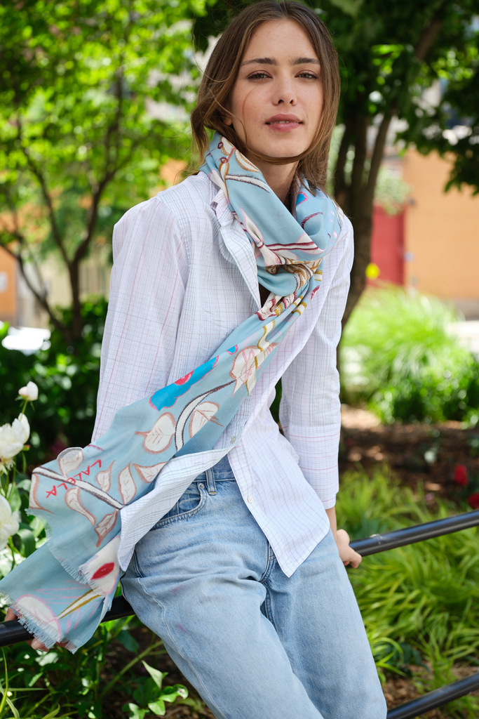 Ocean Blue Floral – The Lalela Scarf