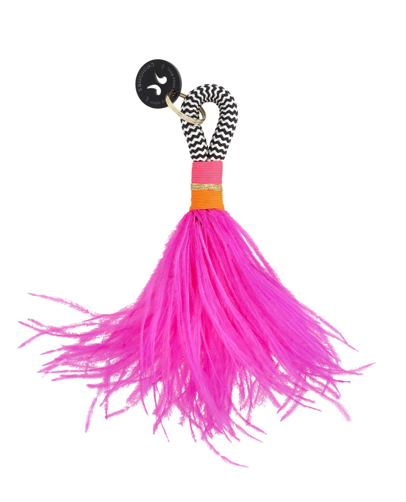 Feather Key Rings- Bubble Gum Pink
